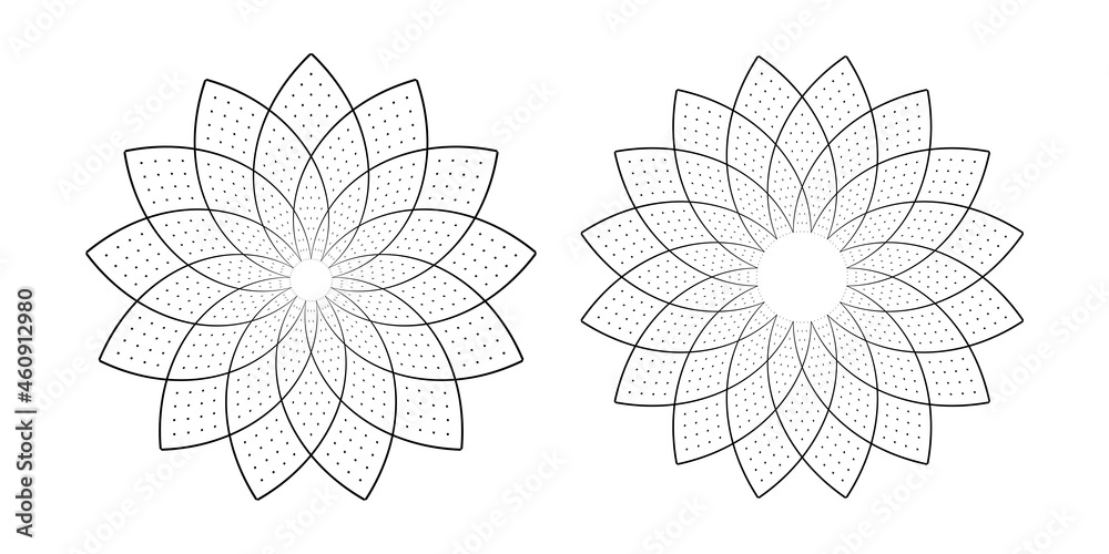 Abstract geometric floral design elements. Abstract geometric floral design elements.