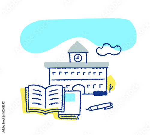 学校と教科書とペン