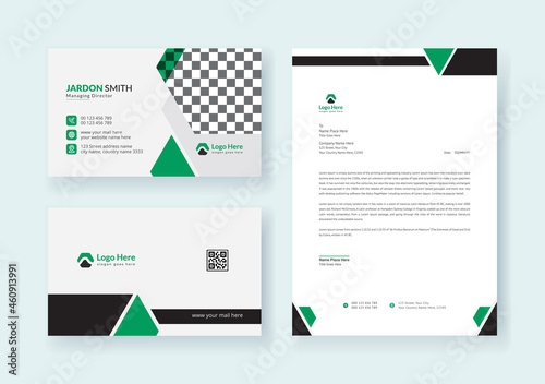 Corporate Business Identity Stationery Set for Minimal Branding Identity Template.Editable Business card, Letterhead, Brand Identity Print Design Premium Vector.