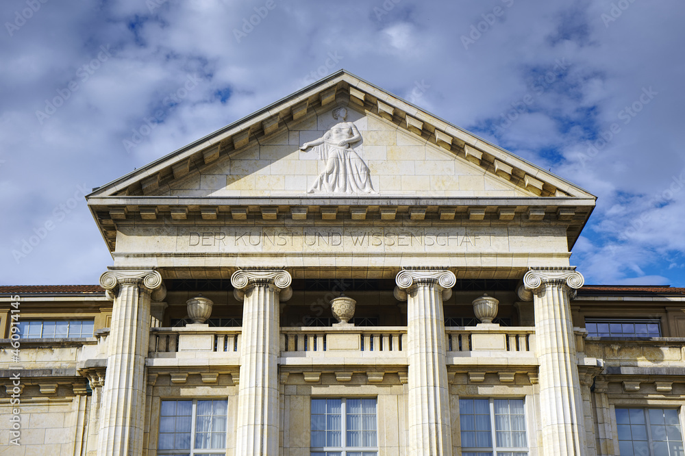 Art museum in Winterthur, Switzerland in autumn with blue sky and clouds Art museum in Winterthur, Switzerland in autumn with blue sky and clouds