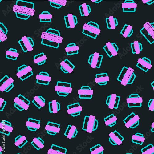 Line Censored stamp icon isolated seamless pattern on black background. Vector
