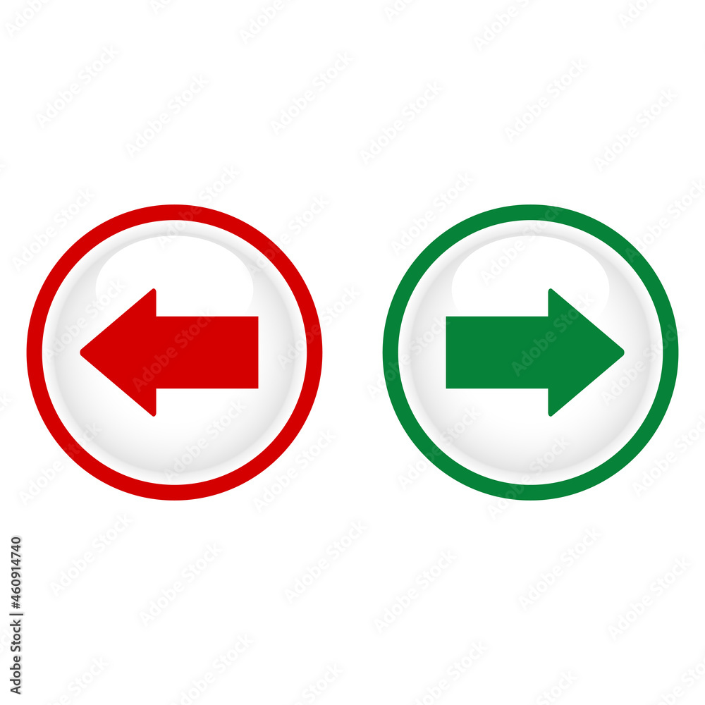 Illustration of green and red arrows in opposite directions in a circle