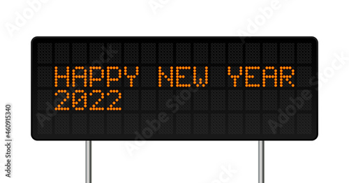 Happy new year 2022 vector illustration. Led digital alphabet Style Text with Glowing Dots. Abstract concept graphic element