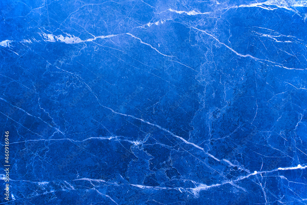 Naklejka premium Blue marble striped wall. Cool blue background with marble texture. 