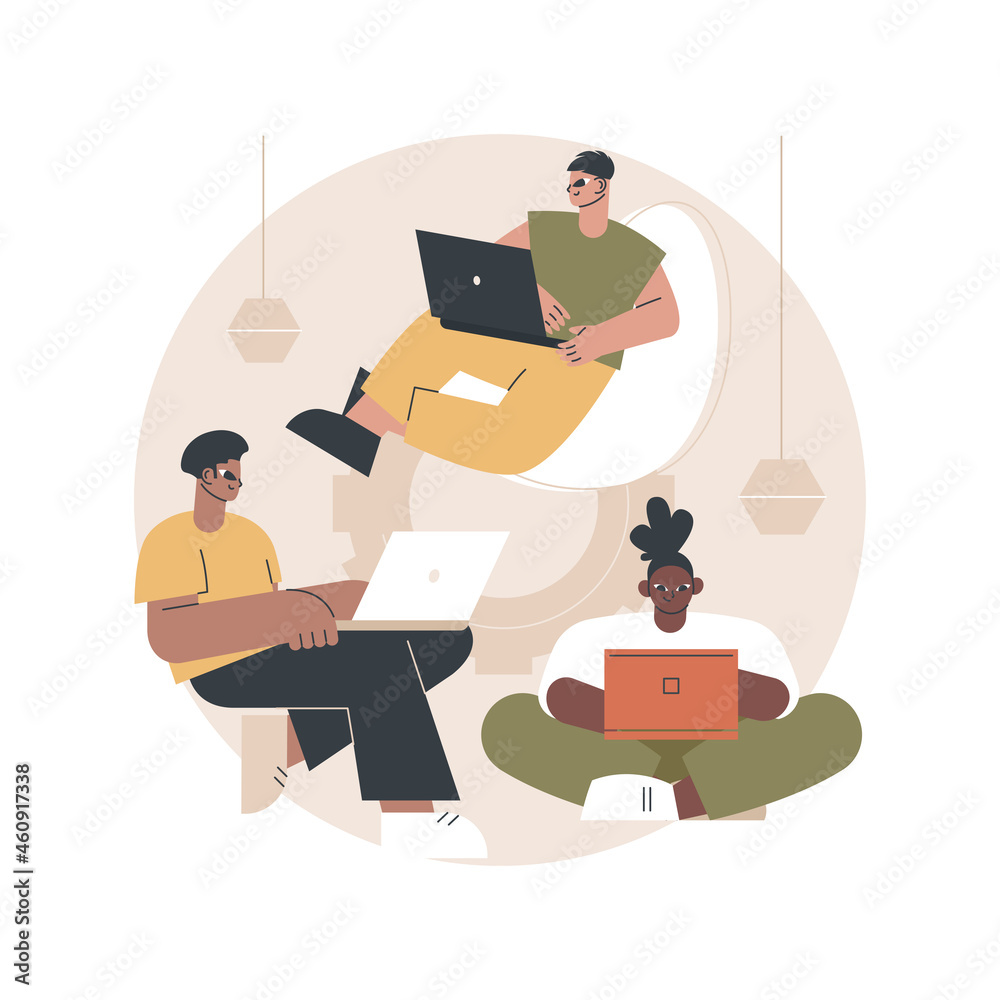 Startup hub abstract concept vector illustration. Startup incubator, young entrepreneur, business idea generation, IT innovation hub, get connected with investor, partnership abstract metaphor.