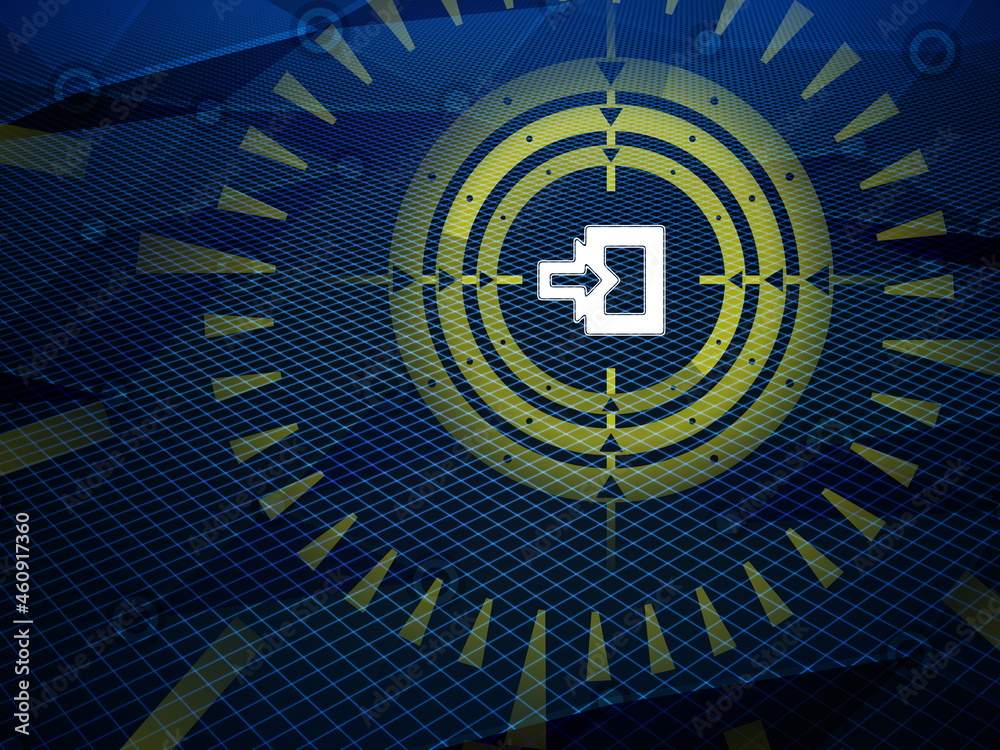 Sight is aiming for escape icon detected during cyberspace research on hi-tech dark background. Illustration. Sight is aiming for escape icon detected during cyberspace research on hi-tech dark background. Illustration.