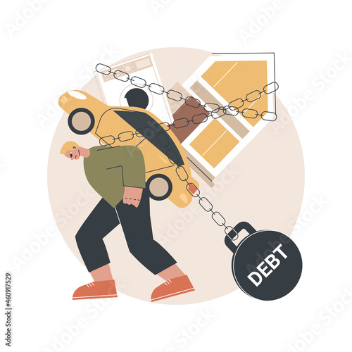 Debt burden abstract concept vector illustration. Public debt, mortgage burden, student loan forbearance, future generation problem, monthly credit payment, developing countries abstract metaphor.