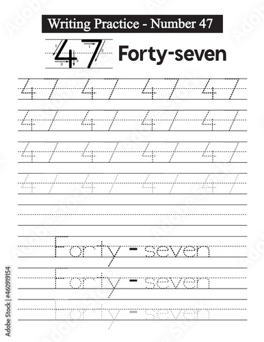 Numbers tracing worksheet. 0-100 writing pages. Handwriting exercise for kids. Printable worksheet.