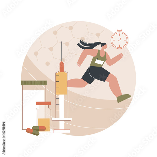 Anabolic steroids abstract concept vector illustration. Anabolic steroids doping, anti-aging aid, illegal sport drugs, hormone testosterone, muscle mass, athletic performance abstract metaphor.