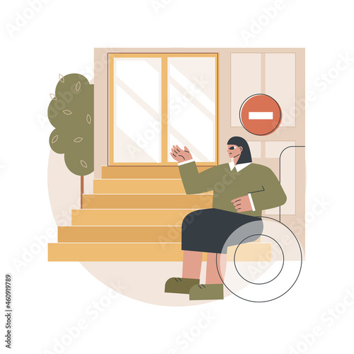 Inaccessible environments abstract concept vector illustration. Inaccessible space, environment, physical mobility barriers, disabled people problem, public place easy access abstract metaphor.