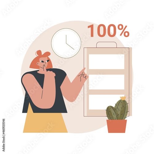 Battery runtime abstract concept vector illustration. Battery innovative solution, extend runtime, charging technology, long life, durability calculation, high energy capacity abstract metaphor.