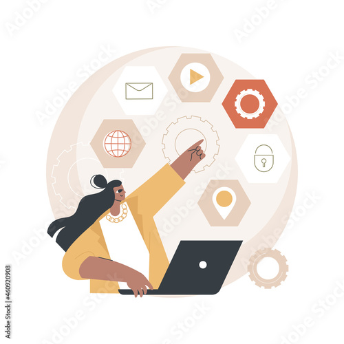 Intelligent interface abstract concept vector illustration. Interactive user interface, usability engineering, personalized experience design, artificial intelligence abstract metaphor.