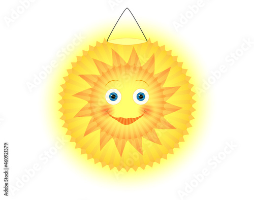 Kinder Laterne -Sonne- für den Martins Umzug,
Vektor Illustration isoliert auf weißem Hintergrund
