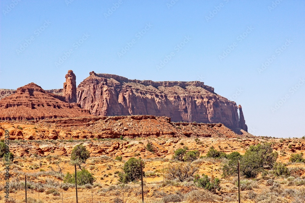 Sheer Cliffs Of Mountain In Monument Valley, Utah