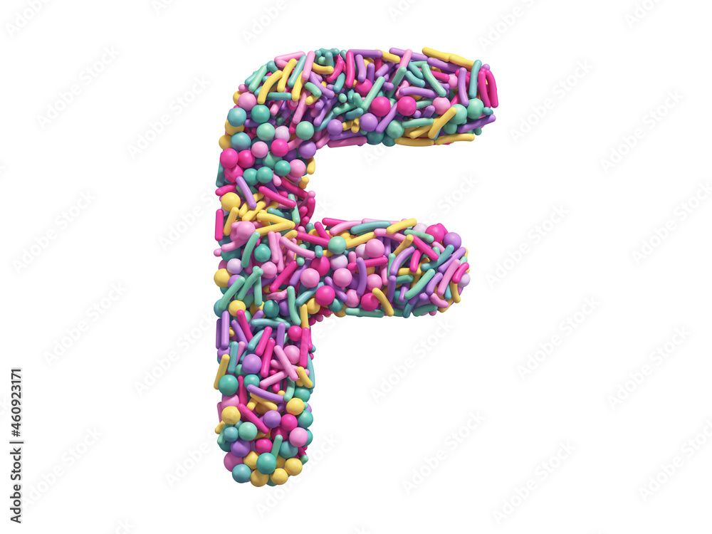 Candy sprinkles font. Letter F. Candy sprinkles font. Letter F.
