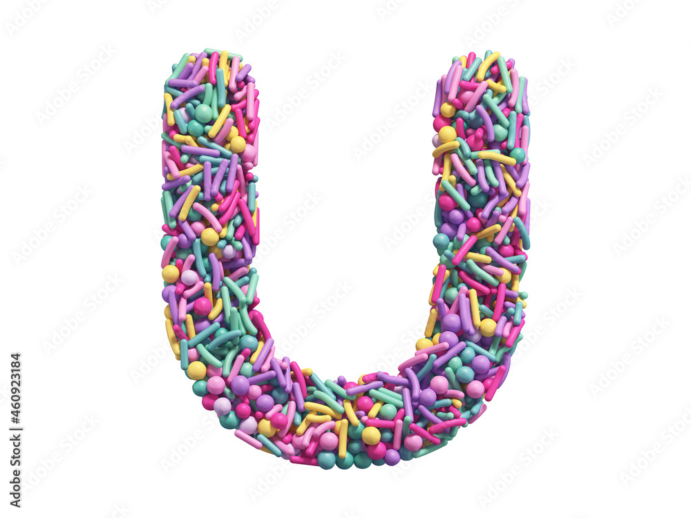 Candy sprinkles font. Letter U. Candy sprinkles font. Letter U.