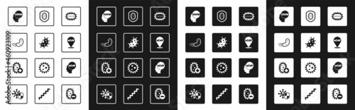 Set Corona virus covid-19, Virus, 2019-nCoV location, Shield protecting from, and Positive icon. Vector
