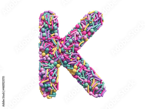 Candy sprinkles font. Letter K.