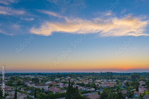 Photos Drone d'un coucher de soleil à L'isle sur la sorgue © Renaud