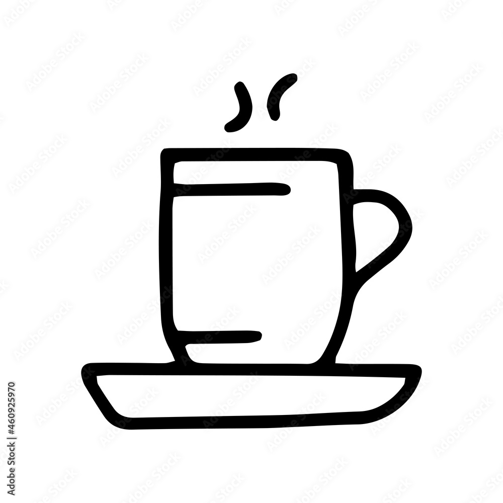 Fototapeta premium cup and saucer line vector doodle simple icon