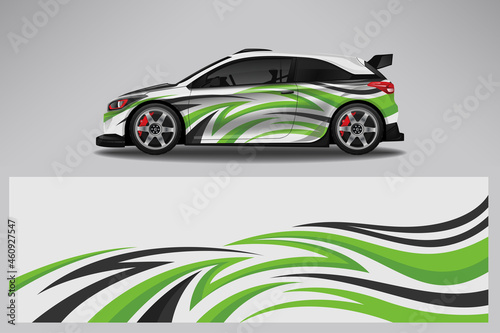 Wrap car vector design decal. Graphic abstract line racing background design for vehicle  race car  rally  adventure livery camouflage.