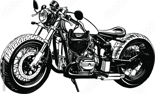 the vector sketch of the classic motorbike © xamyak13