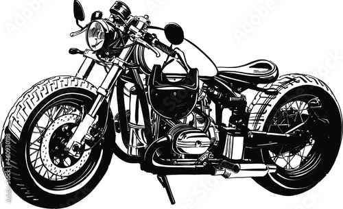 the vector sketch of the classic motorbike