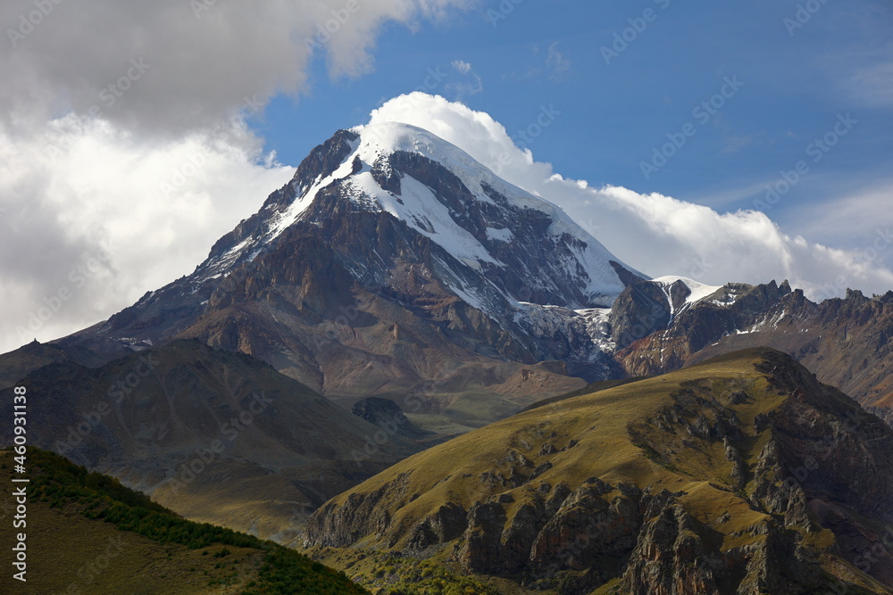 Mount Kazbegi (Kazbek) in sunny weather