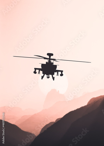 American attack helicopter in flight