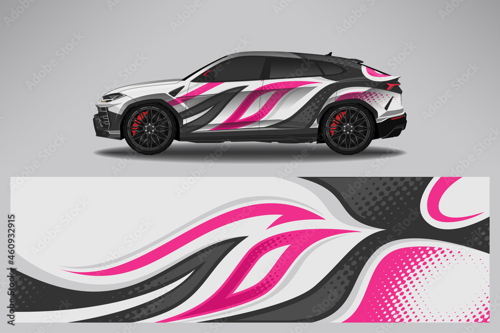 Wrap car vector design decal. Graphic abstract line racing background design for vehicle, race car, rally, adventure livery camouflage. Wrap car vector design decal. Graphic abstract line racing background design for vehicle, race car, rally, adventure livery camouflage.