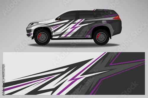 Wrap car vector design decal. Graphic abstract line racing background design for vehicle  race car  rally  adventure livery camouflage.