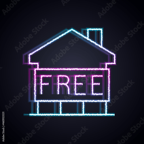Glowing neon line Shelter for homeless icon isolated on black background. Emergency housing, temporary residence for people, bums and beggars without home. Vector