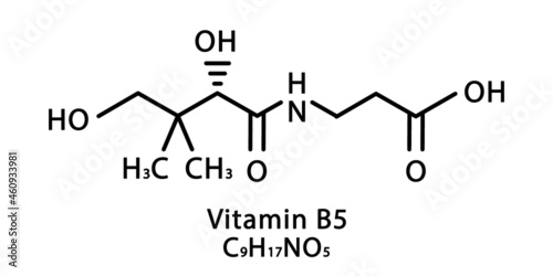 Vitamin B5 Pantothenic molecular structure. Vitamin B5 Pantothenic skeletal chemical formula. Chemical molecular formulas