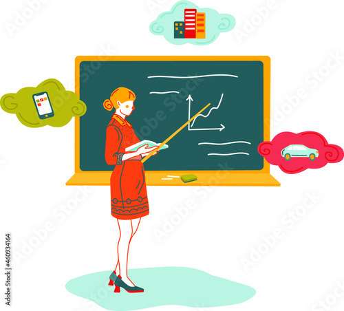 The teacher leads a lesson, presentation 