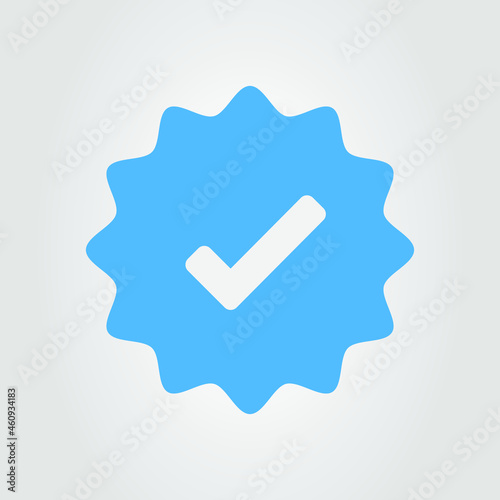 Blue verified instagram account icon. Approved profile sign. Tick in rounded corners star. Social media top page logo. Check mark. safety person in web. Vector illustration.