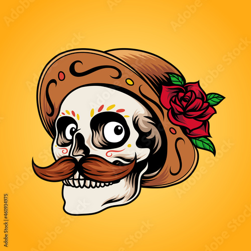 Dia de muertos skull with hat