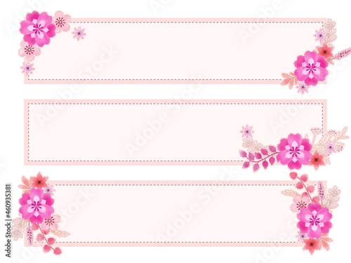 秋色の花と植物のイラストとフレームのセット