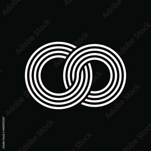 Geometric circle shaped logo design. Round vector icon white on black background. branding logotype design element for corporate style