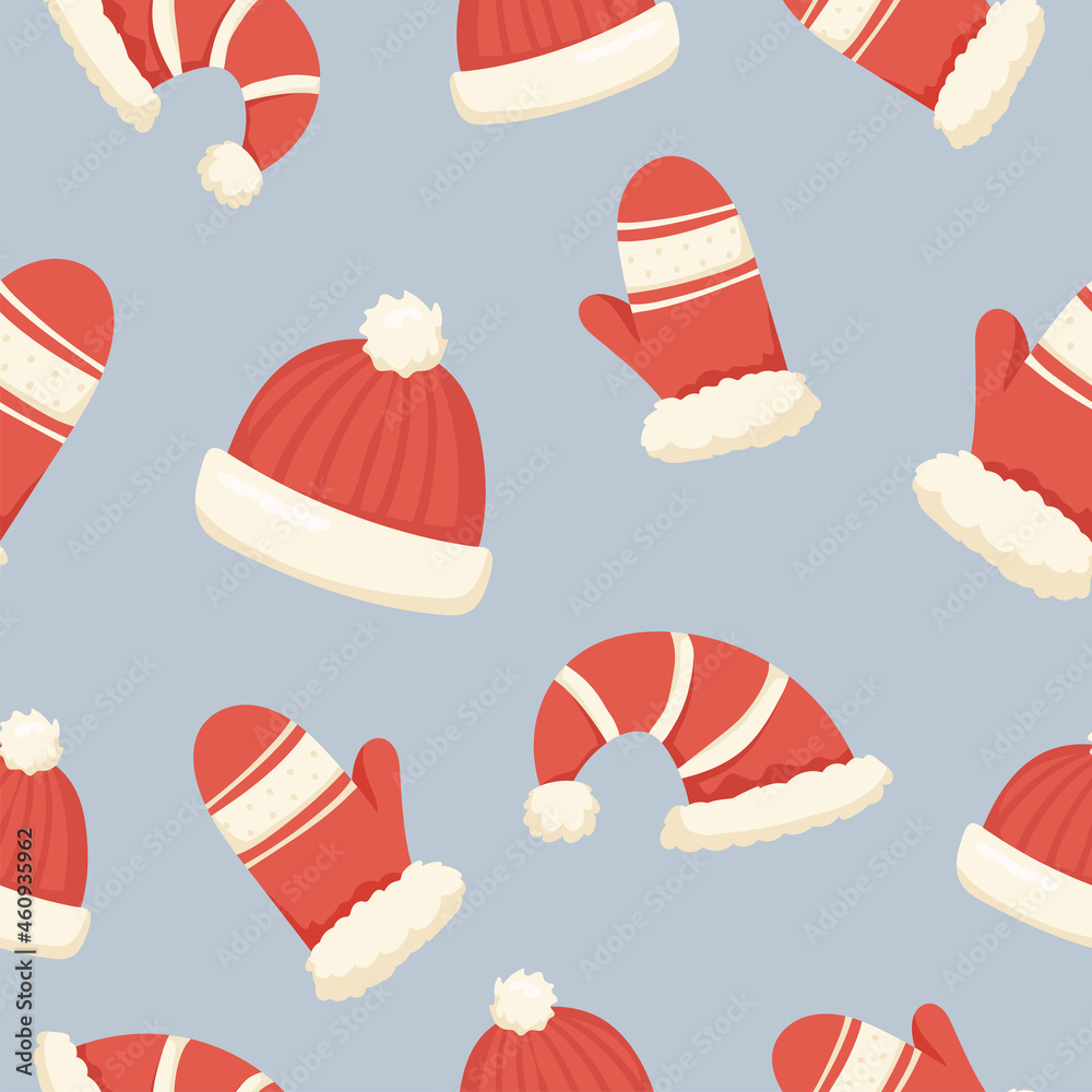 christmas seamless pattern with hat and mitten christmas seamless pattern with hat and mitten