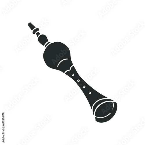 Indian Flute Icon Silhouette Illustration. Snake Charmer Vector Graphic Pictogram Symbol Clip Art. Doodle Sketch Black Sign.
