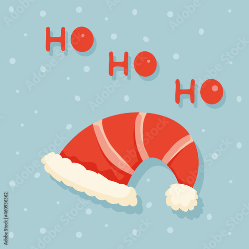 christmas santa hat and ho ho ho lettering