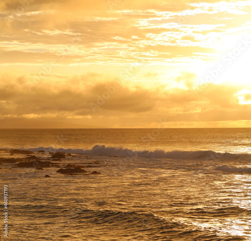 Golden Sunset Beach and Ocean