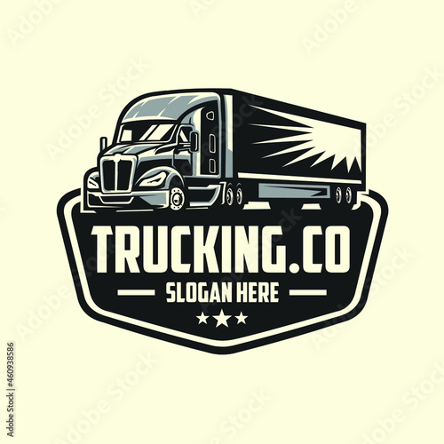 Classic emblem style trucking company ready made logo template set
