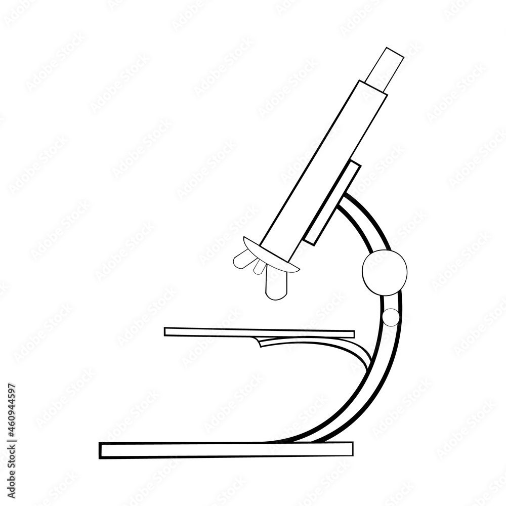 An outline vector illustration of a microscope isolated on white ...
