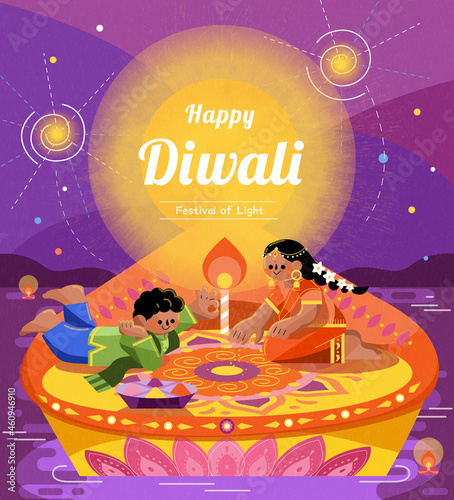Happy Diwali greeting card design