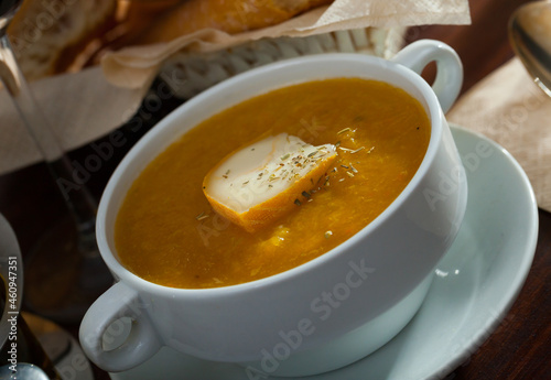 Cream soup with vegetables and soft cheese. High quality photo © JackF