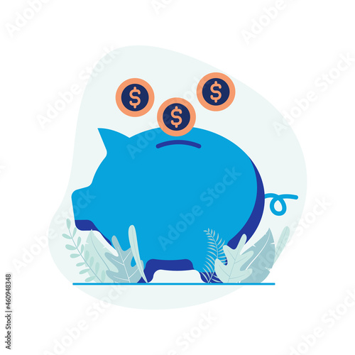 Piggy bank, money savings illustration vector. Flat design suitable for many purposes.