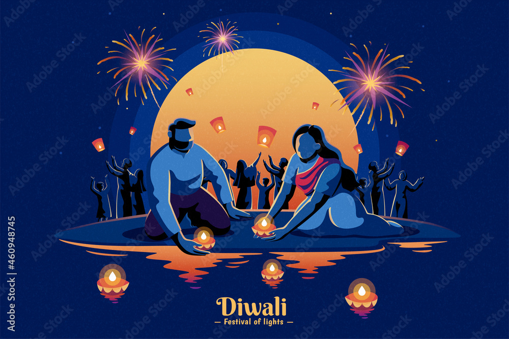 Diwali celebration at night