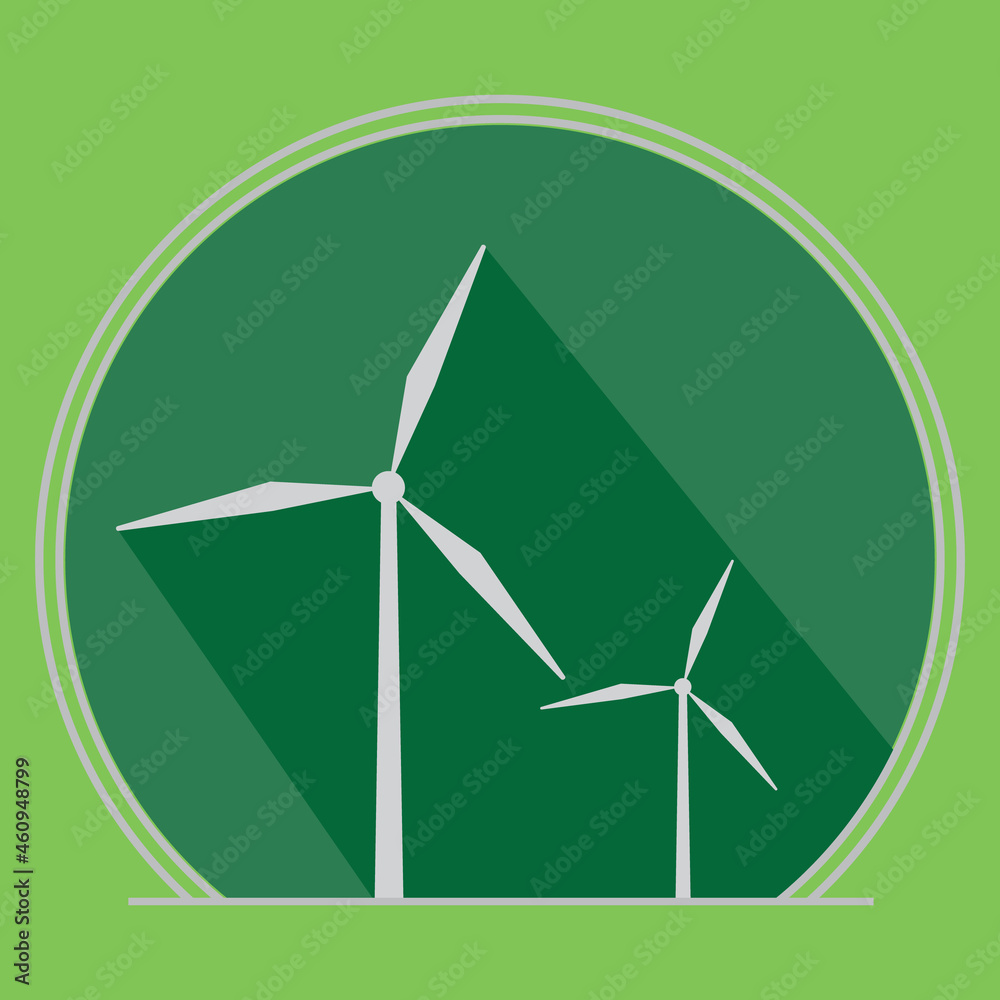 Wind energy logo. Green energy concept. Wind turbine flat design symbol. Vector and illustration design.