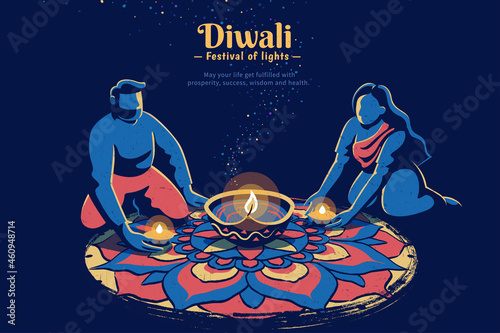 Decorating rangoli on Diwali